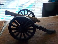 Vintage Cast Brass and Iron Cannon, Ornamental Model Rotating wheels 8" CAB