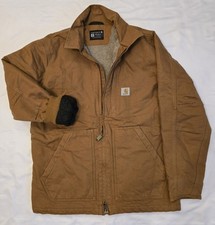 Carhartt Washed Duck Sherpa Lined Coat, Relaxed Fit Small, Brown 0C4293 / 104293