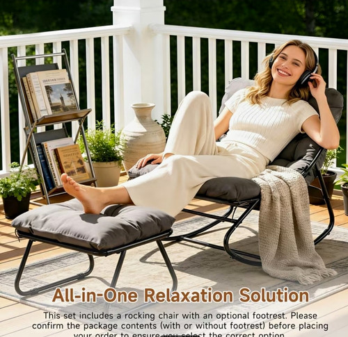 Outdoor grey cushioned - cushioned, metal