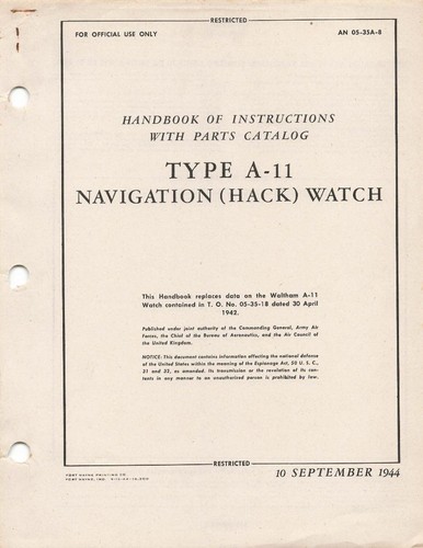 1944 aaf waltham type 11 - 1944,