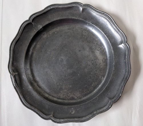 Antique pewter plate charger - antique,
