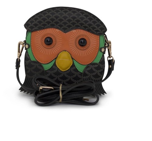 Funky faux leather owl handbag - leather,
