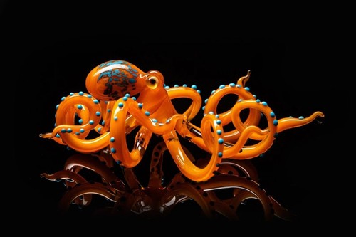 Glass octopus sculpture squid - octopus,