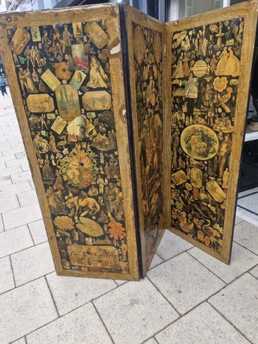 Victorian decoupage screen - decoupage,