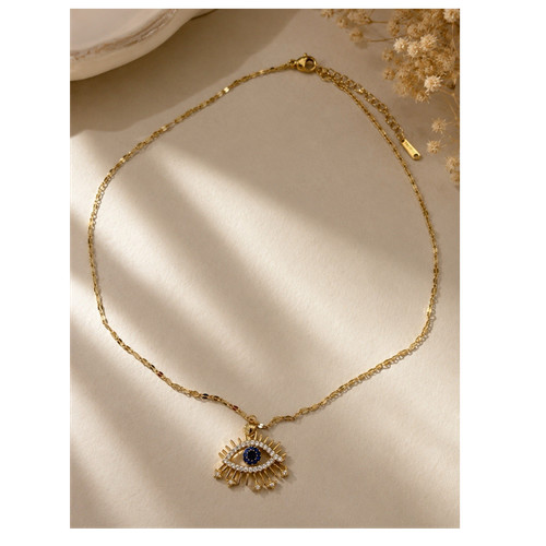 Necklace gold plated eye - necklace,