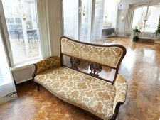 Edwardian Sofa In Mahogany with A Lovely Soft Brocade Covering Circa 1900