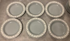 Vintage Wedgwood Cream On Gray 6in Dessert Bread Side Plates Set Of 6