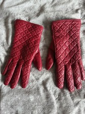 Red Italian Leather Lined Gloves Vintage Womens  Retro 90s Size M/L