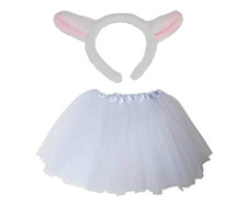 Lamb Sheep Ears Headband and White Tutu Nativity Outfit Set Children