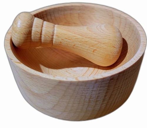 Beech wood pestle mortar - wood,