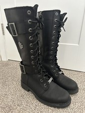 Harley-Davidson Women's Belhaven Black Leather Biker Motorcycle Boots Size 6