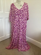 WOOLOVERS Dress Pink Floral Tea Dress Jersey Midi Size Large Uk XXL