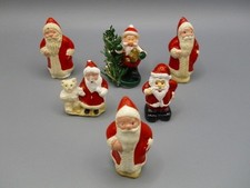Vintage Chalk/Plaster of Paris/Resin Christmas Cake Decorations/Toppers x 6