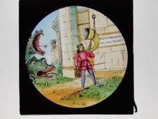 Scene From Jack The Giant Killer - Hand Painted Glass Lantern Slide