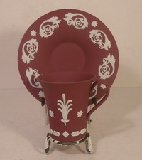 Rare Wedgwood Cimson Jasperware Cup And Saucer