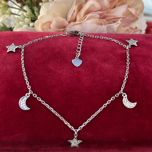 Sterling silver moon stars - moon,