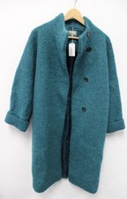Ladies JAEGER Teal Wool Mohair Alpaca Blend Long Coat Size XS - F15
