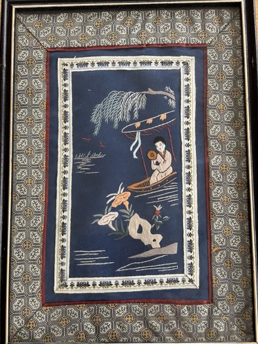 Chinese silk embroidery panel - silk,