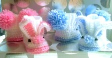 NEW HANDMADE BABY CROCHET SWEET BUNNY SHOES SLIPERS BOOTIES GIRLS BOYS