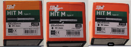 Spit anchor fixings - hit, m