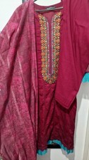 Tawakkal 3 Piece Stitched Suit. Maroon/Dark Pink. Size M. Pakistani/Punjabi.