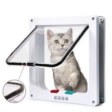 Pet door 4 way locking Small Medium Large Dog Cat Flap Magnetic White Frame