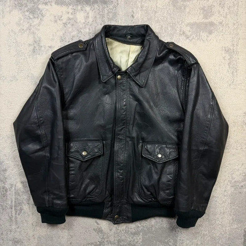 Vintage black leather pilot - leather,