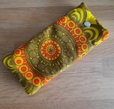Glasses Case, yellow red, boras vintage fabric