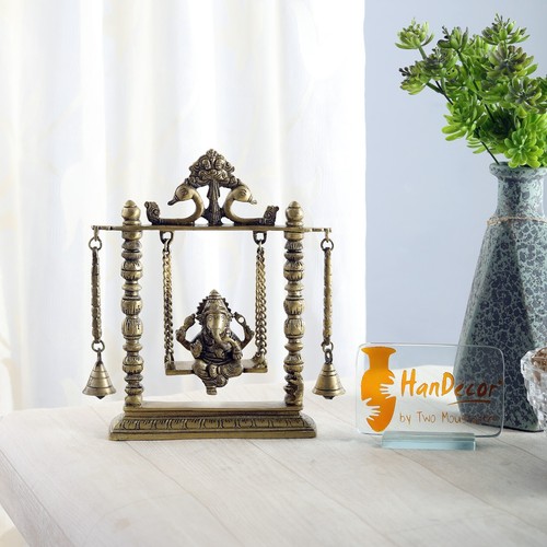 Brass ganesha jhoola swing - brass, on