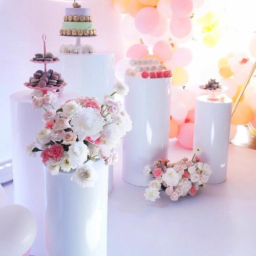 White cylinder plinth - white,
