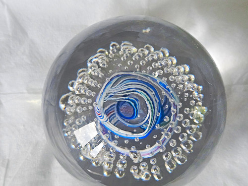 Clear art glass paperweight - glass,