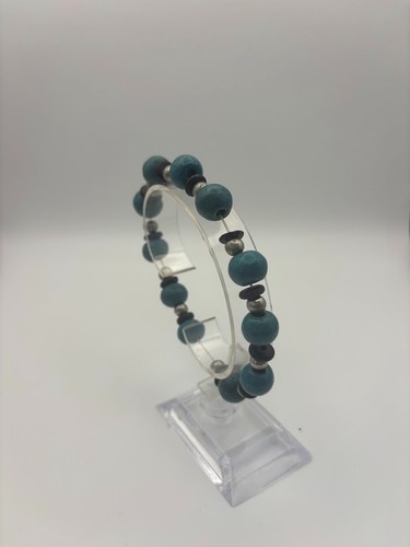 Teal dark wooden bead - teal,