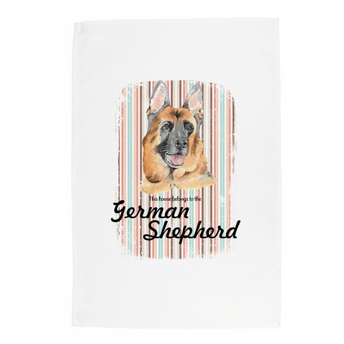 German shepherd tea towel - german,