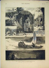 Original Old Antique Print