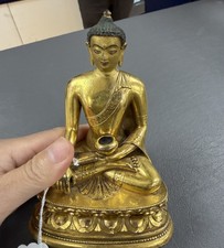  Chinese antique Brass / Bronze Buddha with gold glitter 