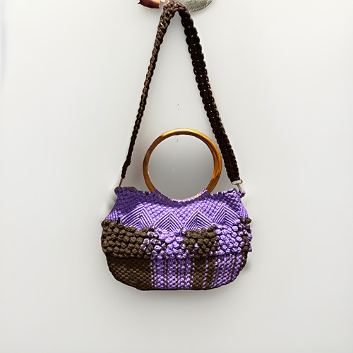 Purple black macrame beaded - macrame,