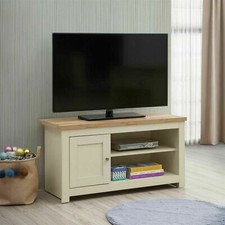 TAD | Lisbon Cream & Oak 99cm Small TV Unit Cabinet Stand Media 1 Door 2 Shelves
