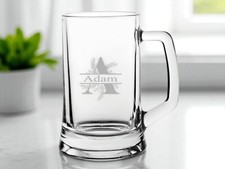 Personalised Engraved Any Initial Glass Tankard Beer Mug 14oz (40cl)