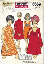 1960s Vintage Sewing Pattern B36" DRESS (1863) Barbara Hulanicki (Biba)