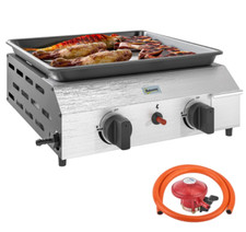 Outsunny Gas Grill Gas BBQ with Non-Stick Griddle for Camping Hiking Silver Tone