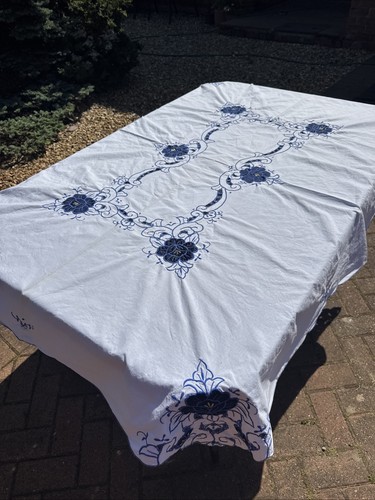 Vintage blue white - vintage, embroidered