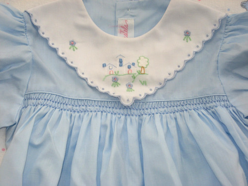 Blue smocked romper vintage - romper,