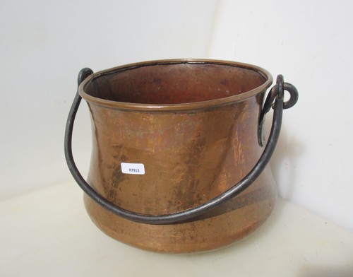 Vintage copper bucket iron - bucket,