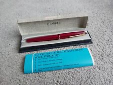 VINTAGE 1970s BOXED PARKER 21 BURGUNDY FOUNTAIN PEN INSTRUCTIONS CRACKED LID