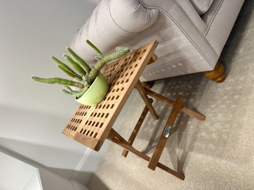 Teak folding side table tv - teak, table,