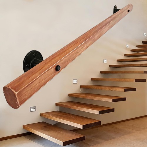 Wooden stair handrail - wooden, step
