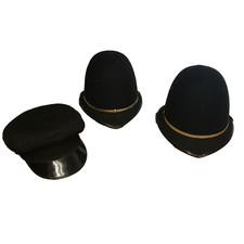 Ex Police Helmet Cap 3 x Bundle Repairs Spares Black Peaked Rose Top De-badged