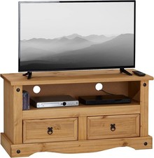 Corona 2 Drawer Flat Screen TV Unit Mexican Solid Pine W 95 x D 43 x H 51 cm 