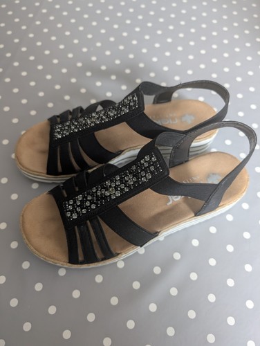 Ladies black rieker sandals - ladies,