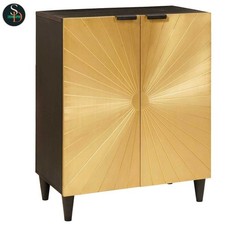 Sideboard Wooden Highboard Home Organiser Black and Gold Solid Mango Wood vidaXL